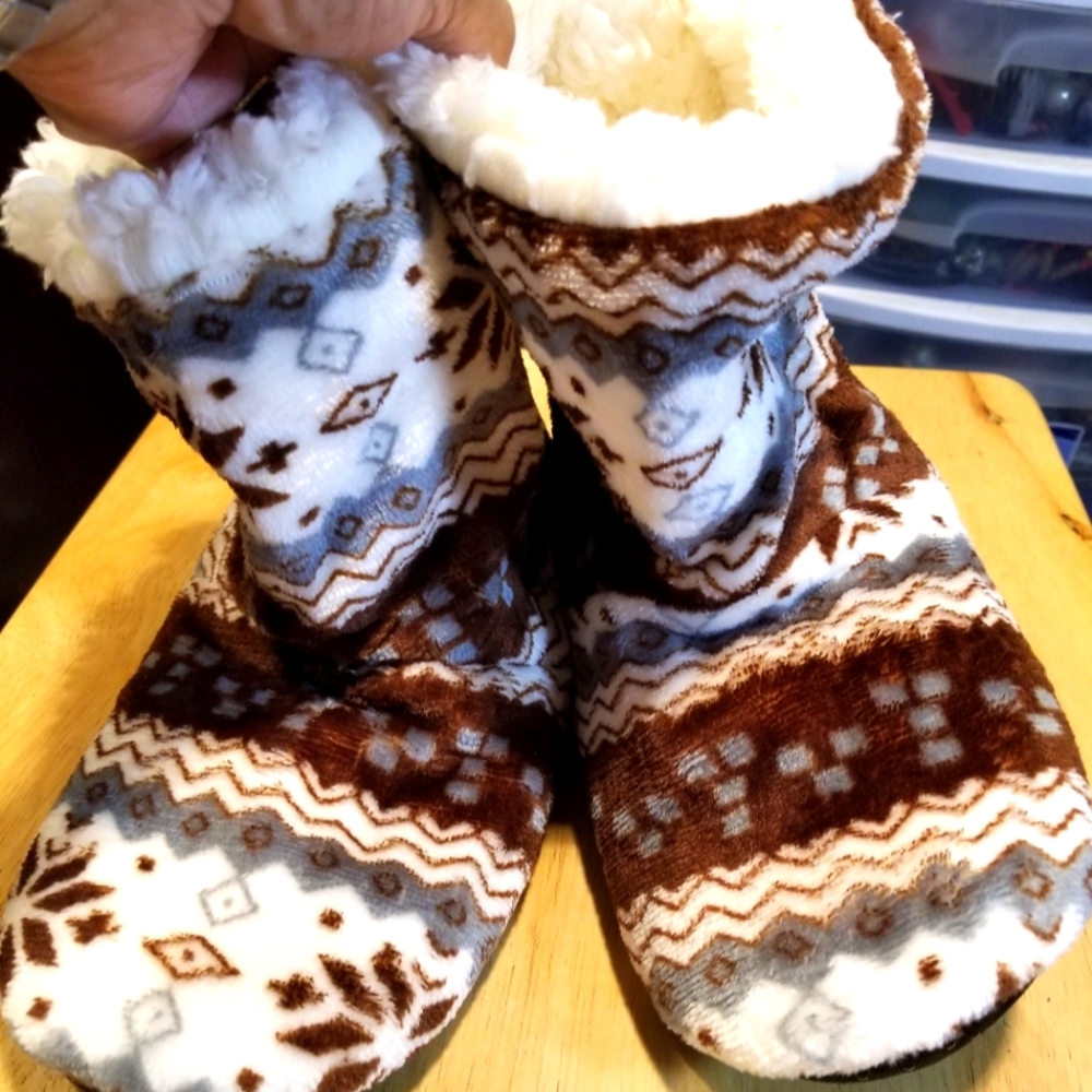 Brown Christmas Bootie Slippers